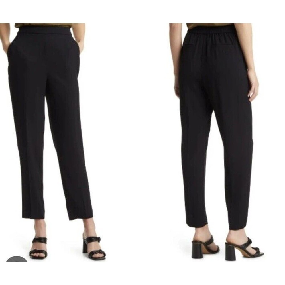 NWOT Halogen High Waist Trouser Pants Straight Leg Pull On Women's Black Size 0